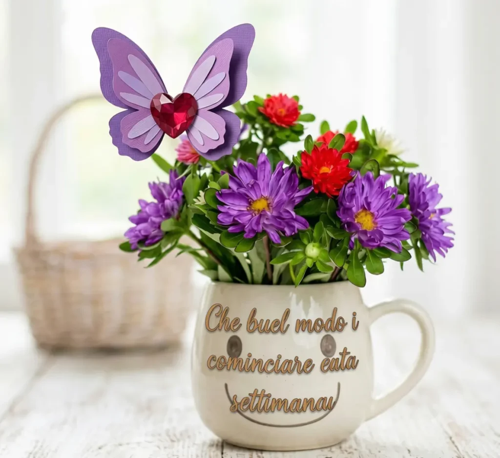 Buon lunedì floreale con fiori freschi e colorati