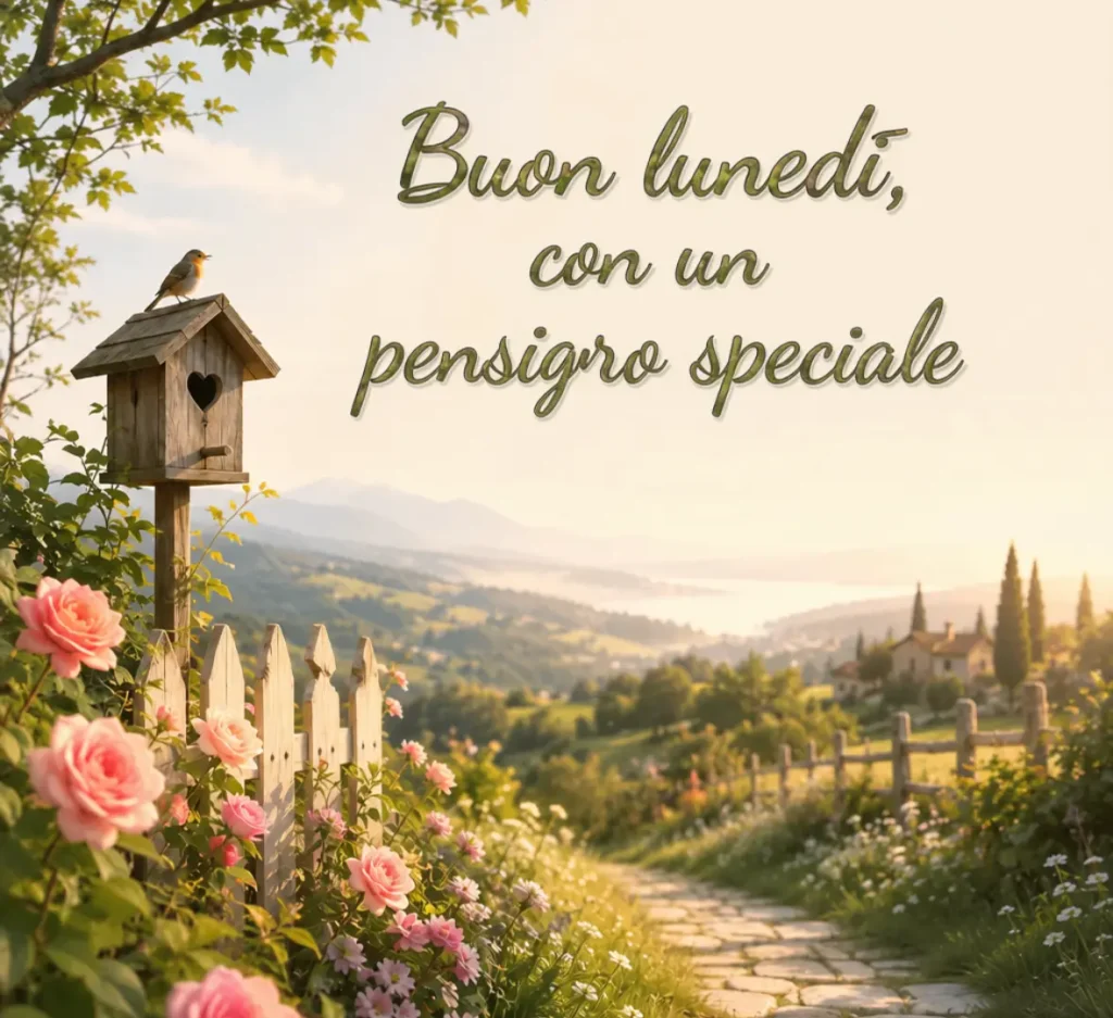 Immagine di buon lunedì decorata con fiori