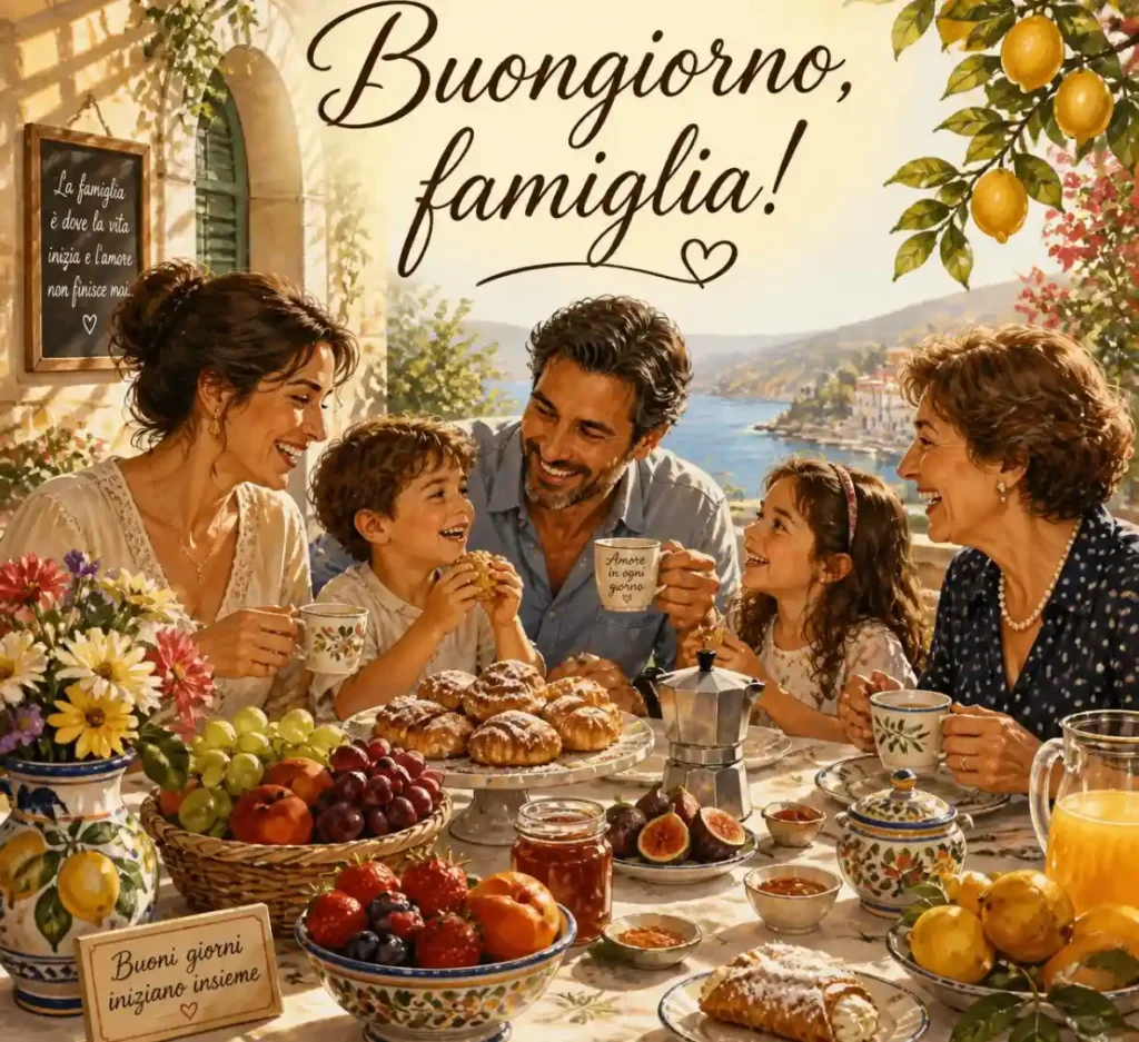 Immagini del buongiorno in famiglia