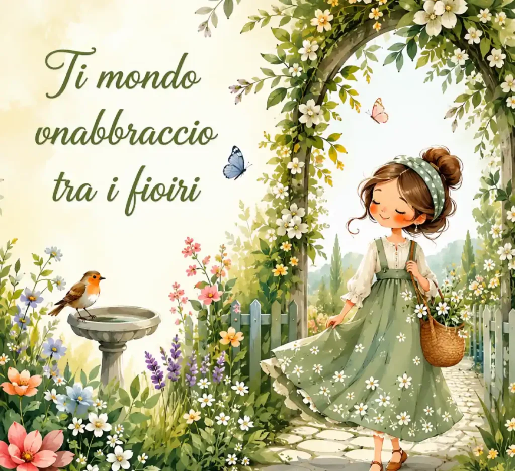 Composizione floreale colorata con un messaggio di buongiorno