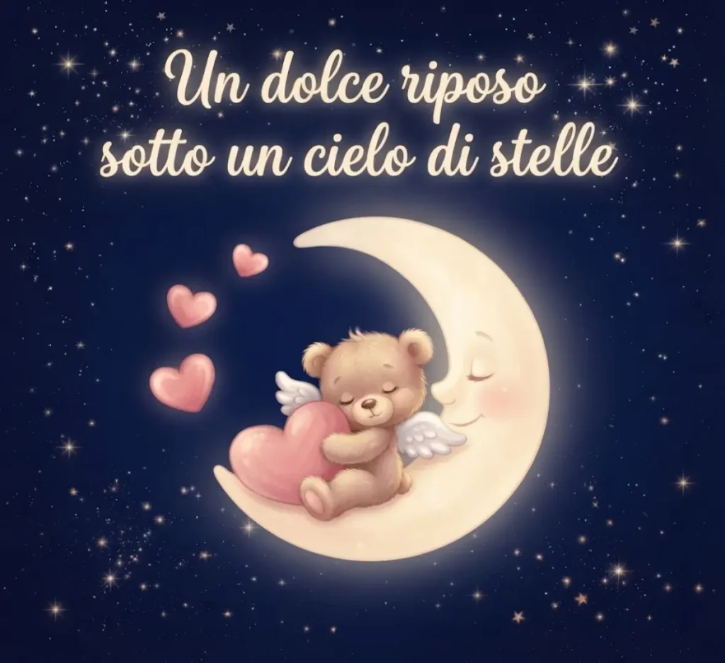 Buonanotte con cuore e luna