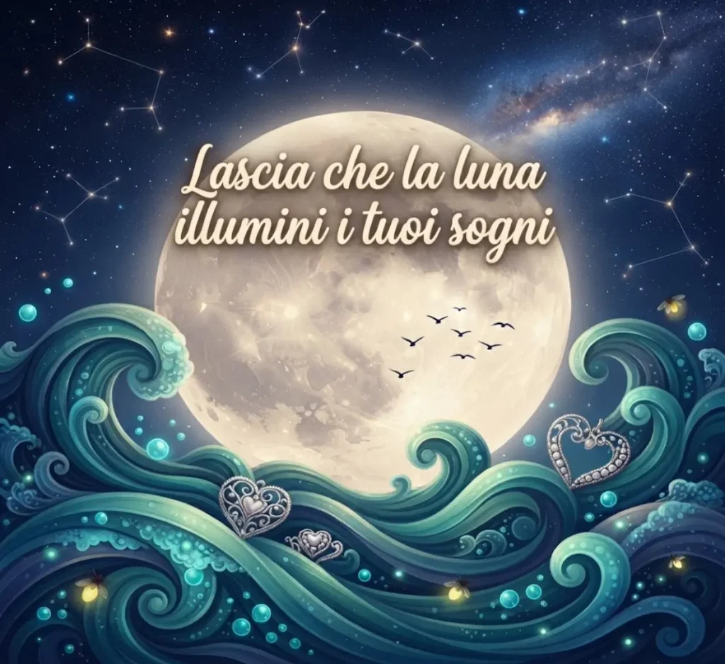 Cuore romantico sotto la luna.