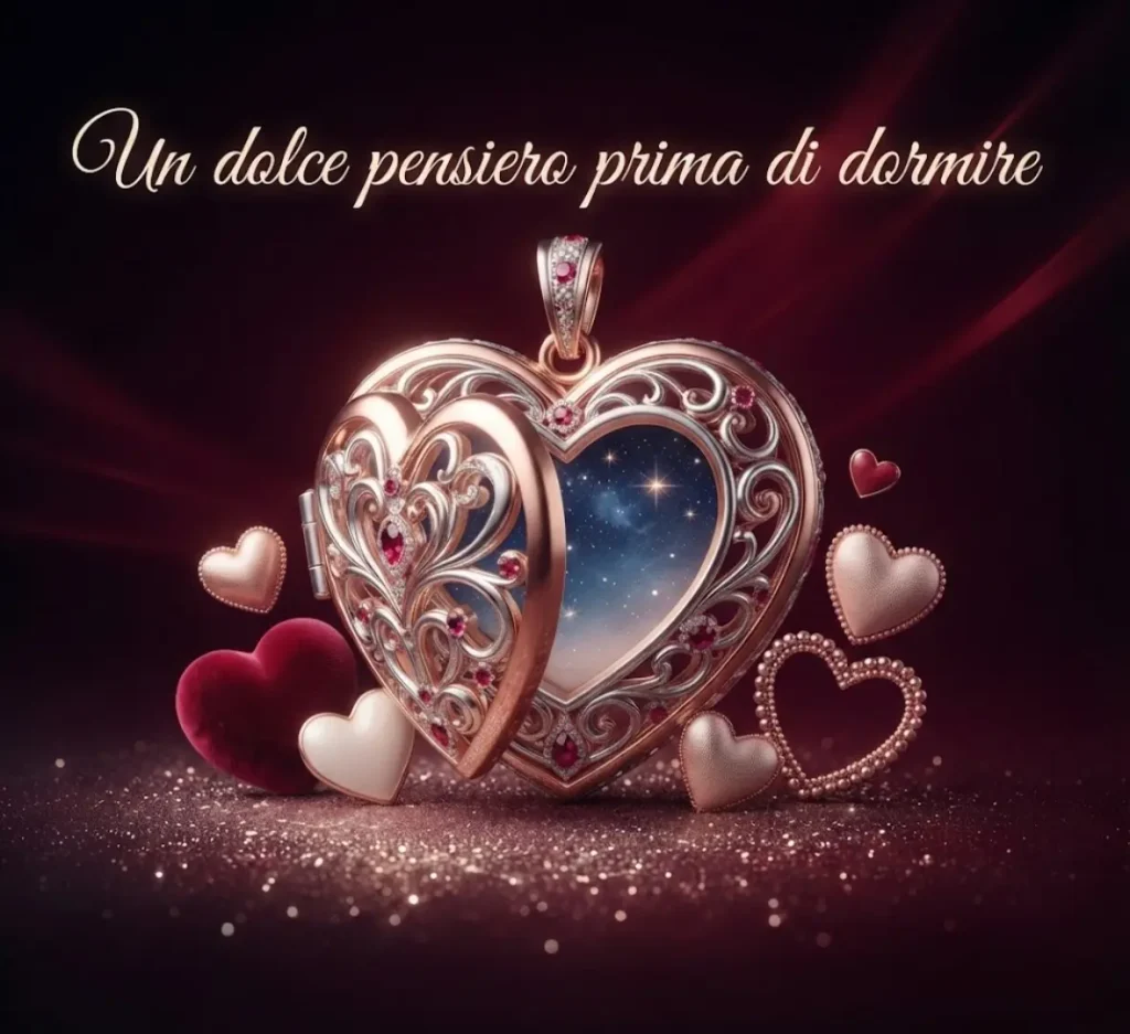 Buonanotte con cuore innamorato e stelle.
