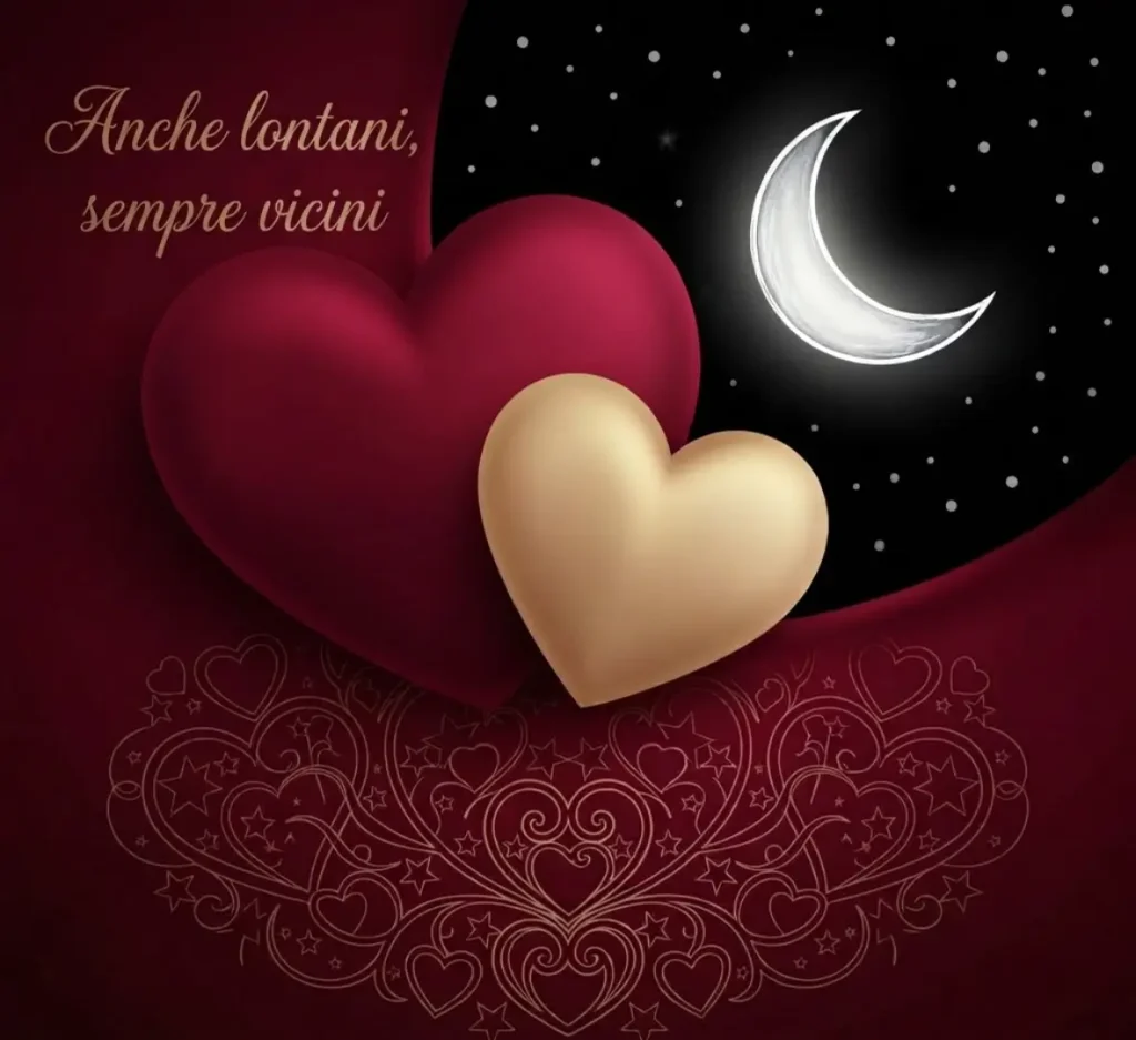 Luna e rose con messaggio d’amore