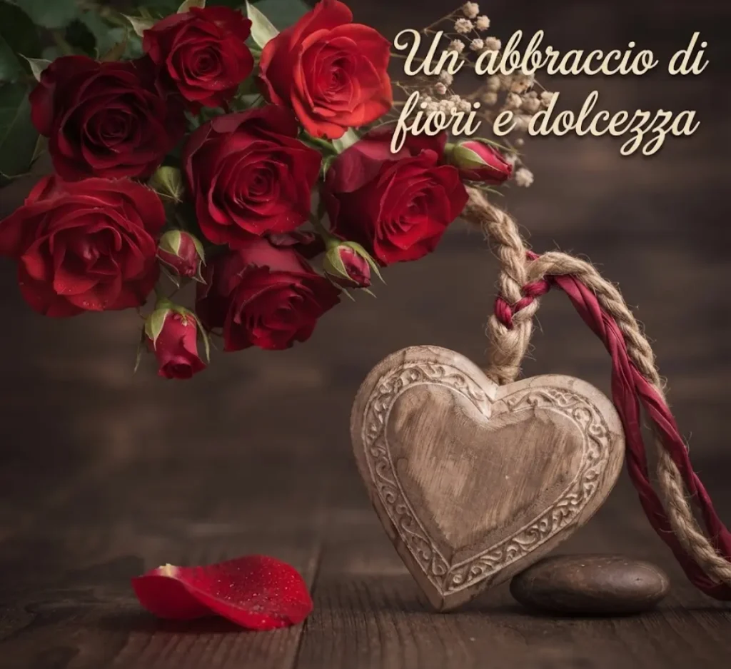 Immagine romantica di Buonanotte con fiori.