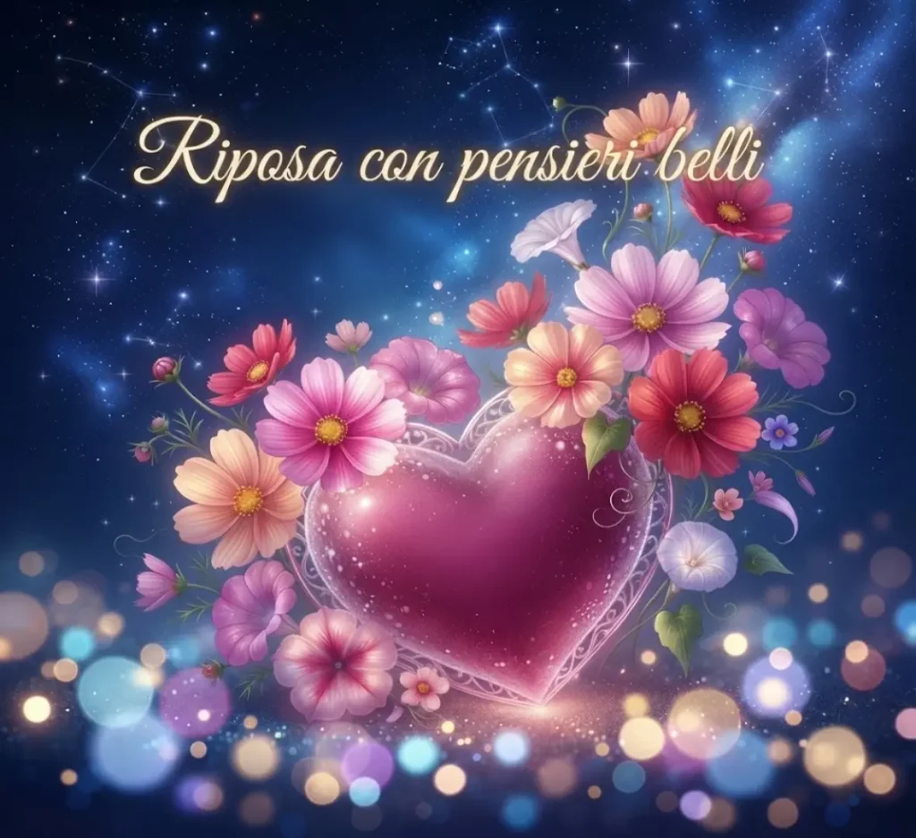 Buonanotte con cuore floreale.