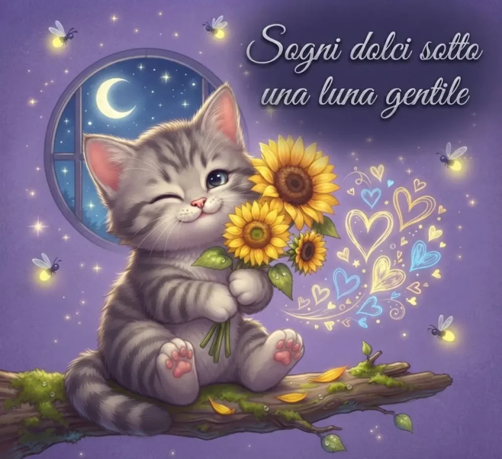 Buonanotte luna e fiori