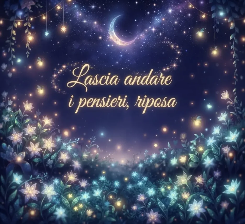 Fiori e messaggio romantico di buonanotte