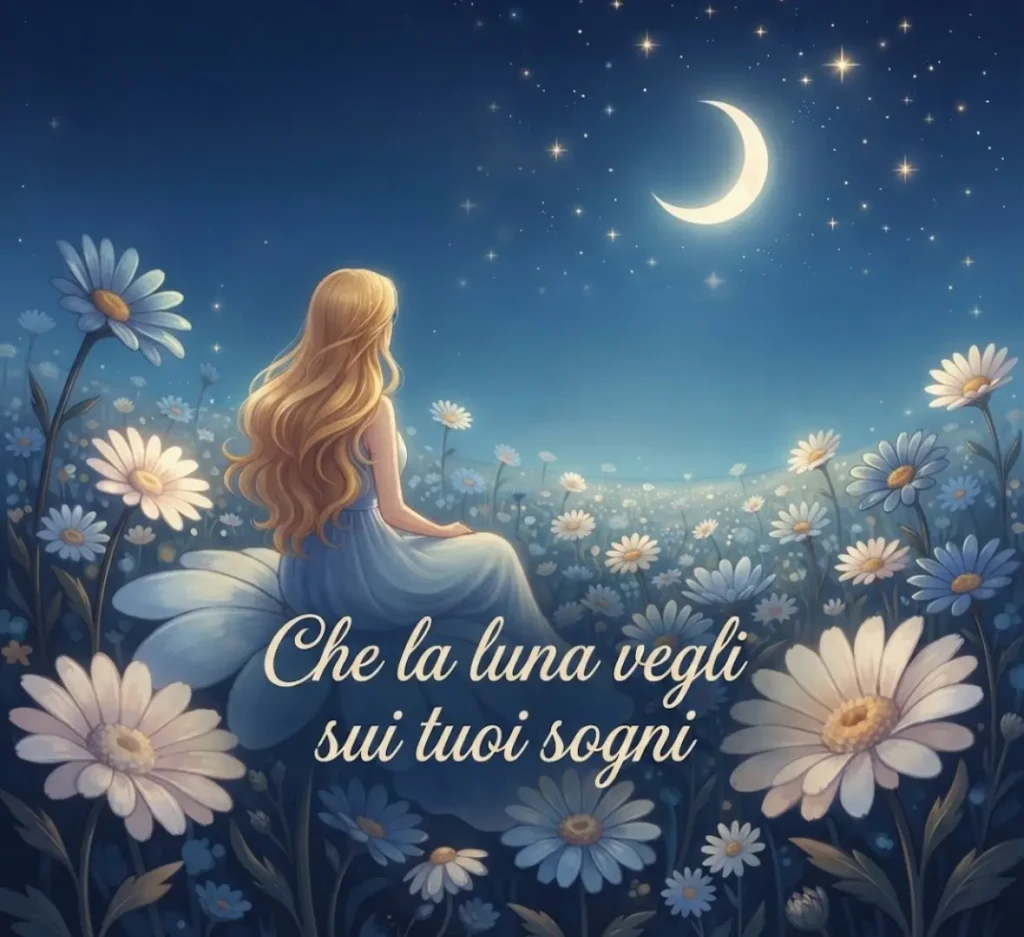 Immagini Buonanotte con la luna e stelle