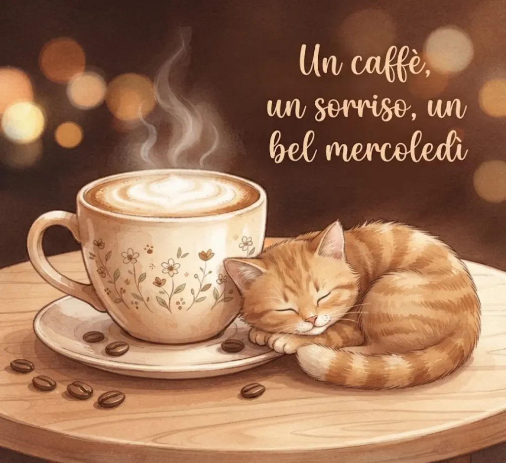 Buon Mercoledì con tazza di caffè