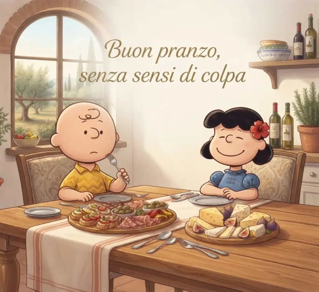 Cartolina Buon Pranzo ironica