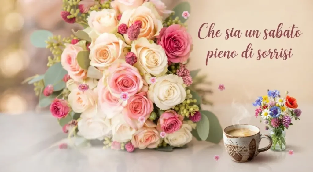 Immagine Buon Sabato con fiori colorati