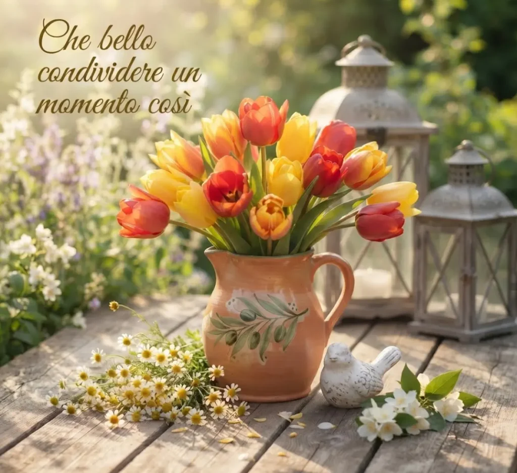 Fiori e auguri di buon pomeriggio