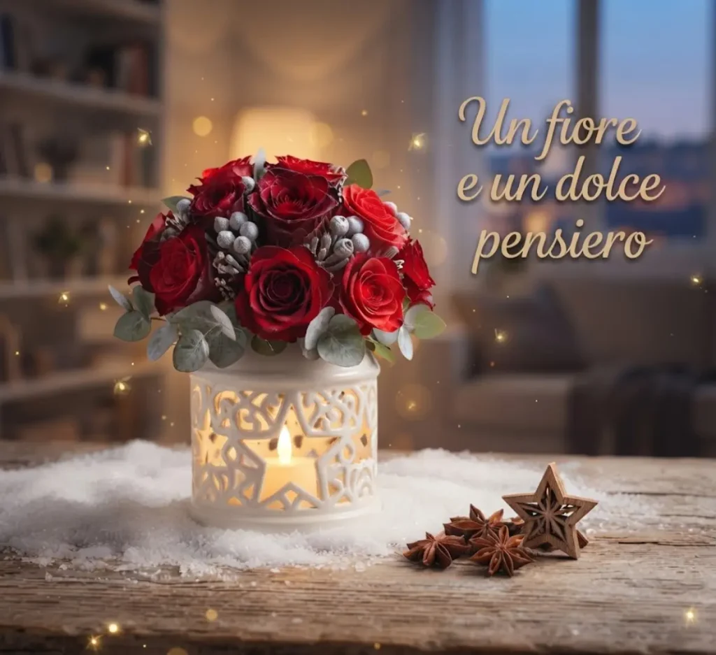 Buona serata con bouquet di fiori