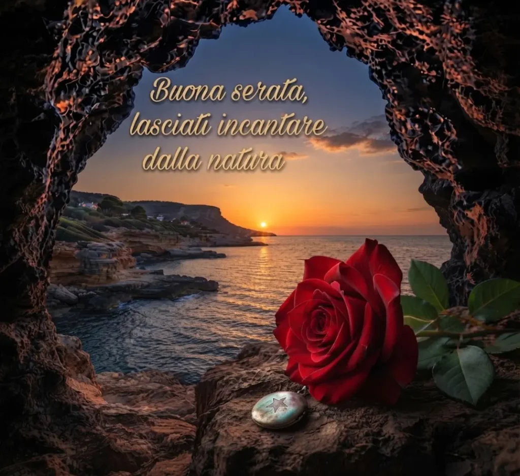 Buona serata con tramonto e natura