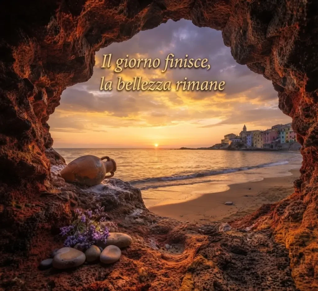 Buona serata con cielo al tramonto