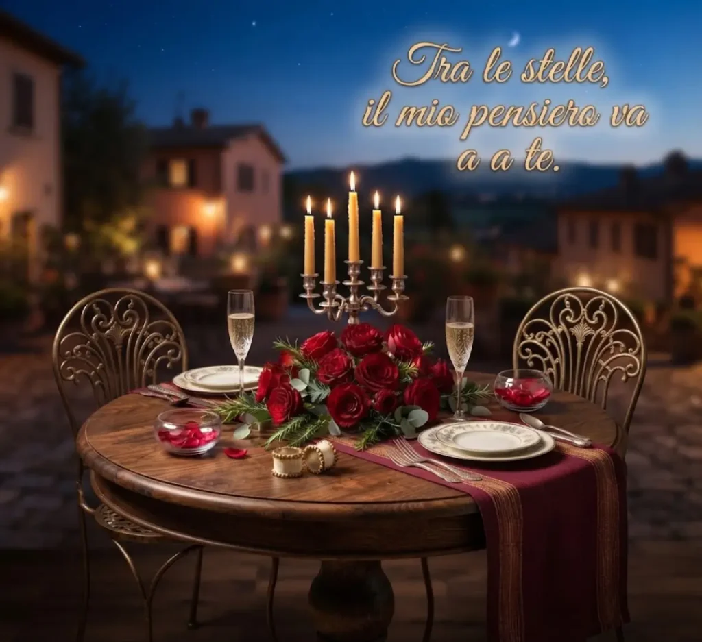 Buona serata romantica con frase d’amore