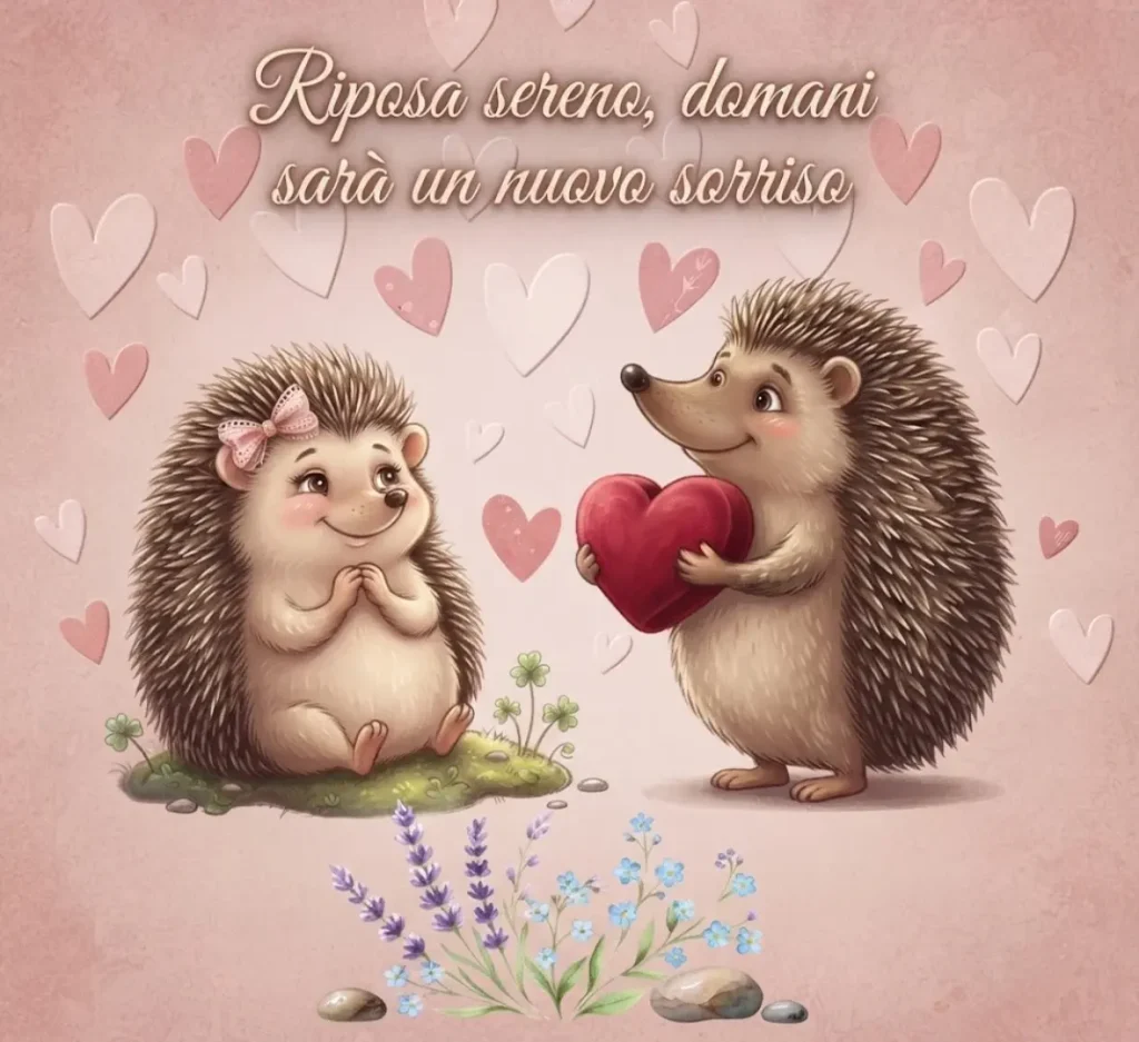 Immagine romantica di Buonanotte con cuore.