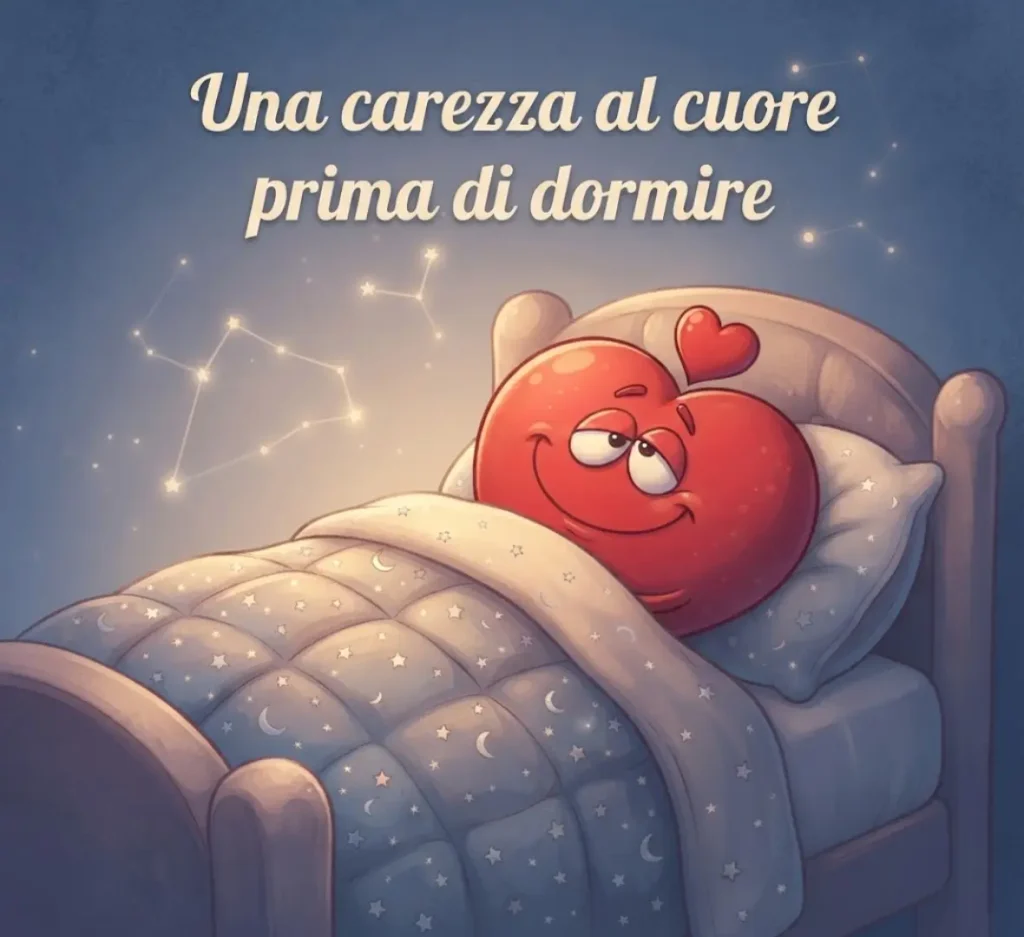 Buonanotte con cuore e stelle.