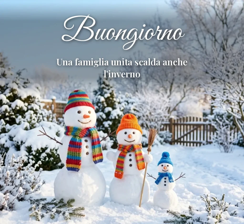 Famiglia di pupazzi di neve