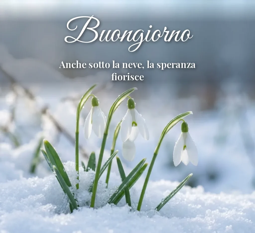 Bucaneve che spuntano dalla neve