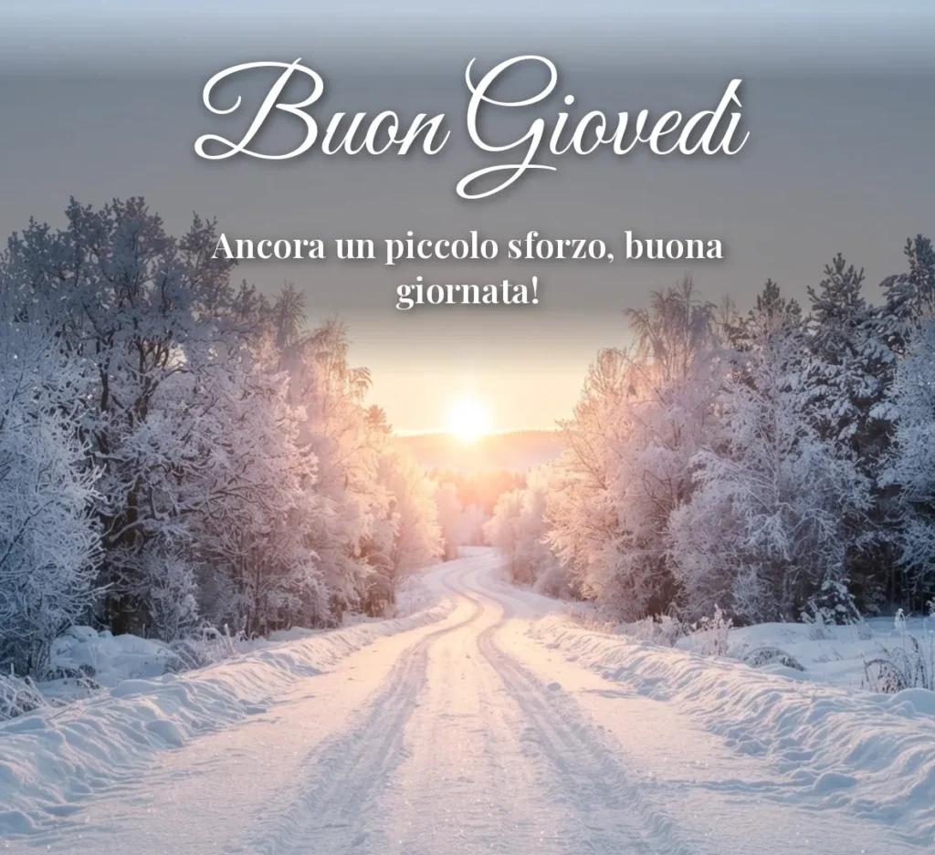 Buon giovedì con sentiero innevato al sole