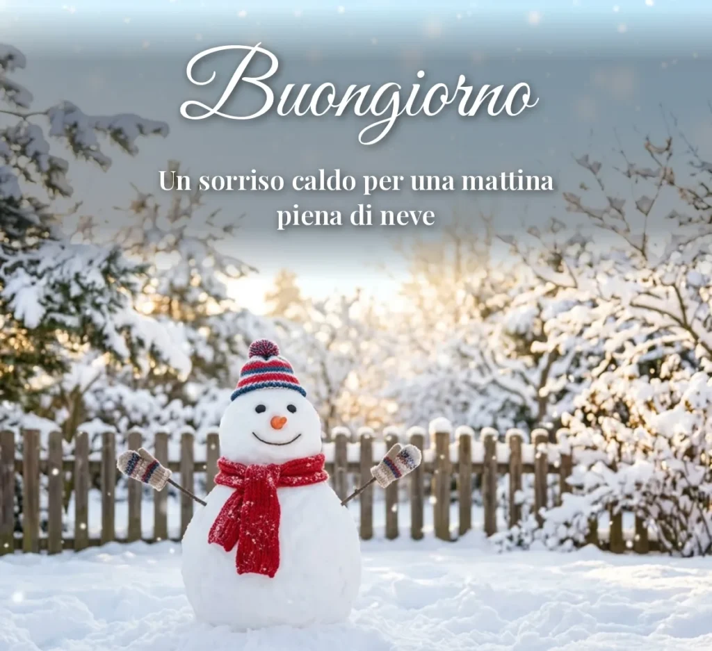 Buongiorno invernale con pupazzo di neve