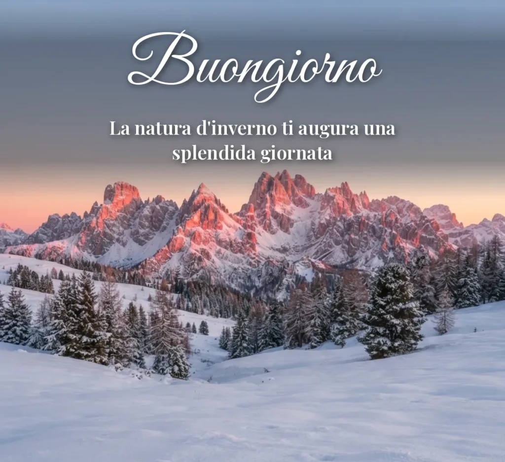 Dolomiti innevate all'alba