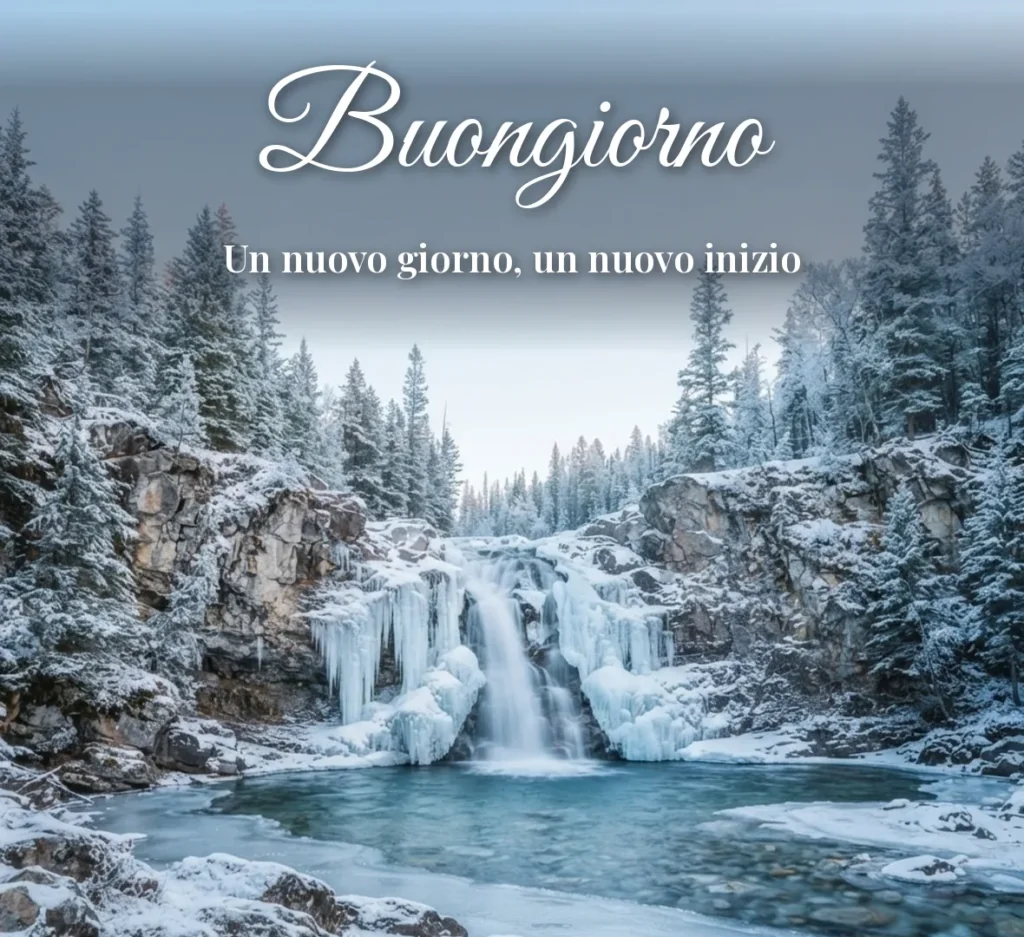 Cascata ghiacciata nella natura invernale