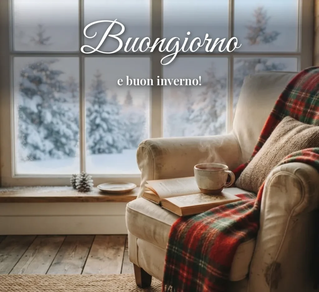 Angolo lettura accogliente in inverno