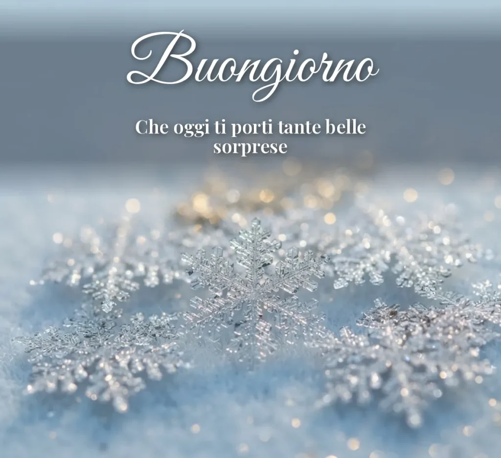 Fiocchi di neve scintillanti su sfondo azzurro