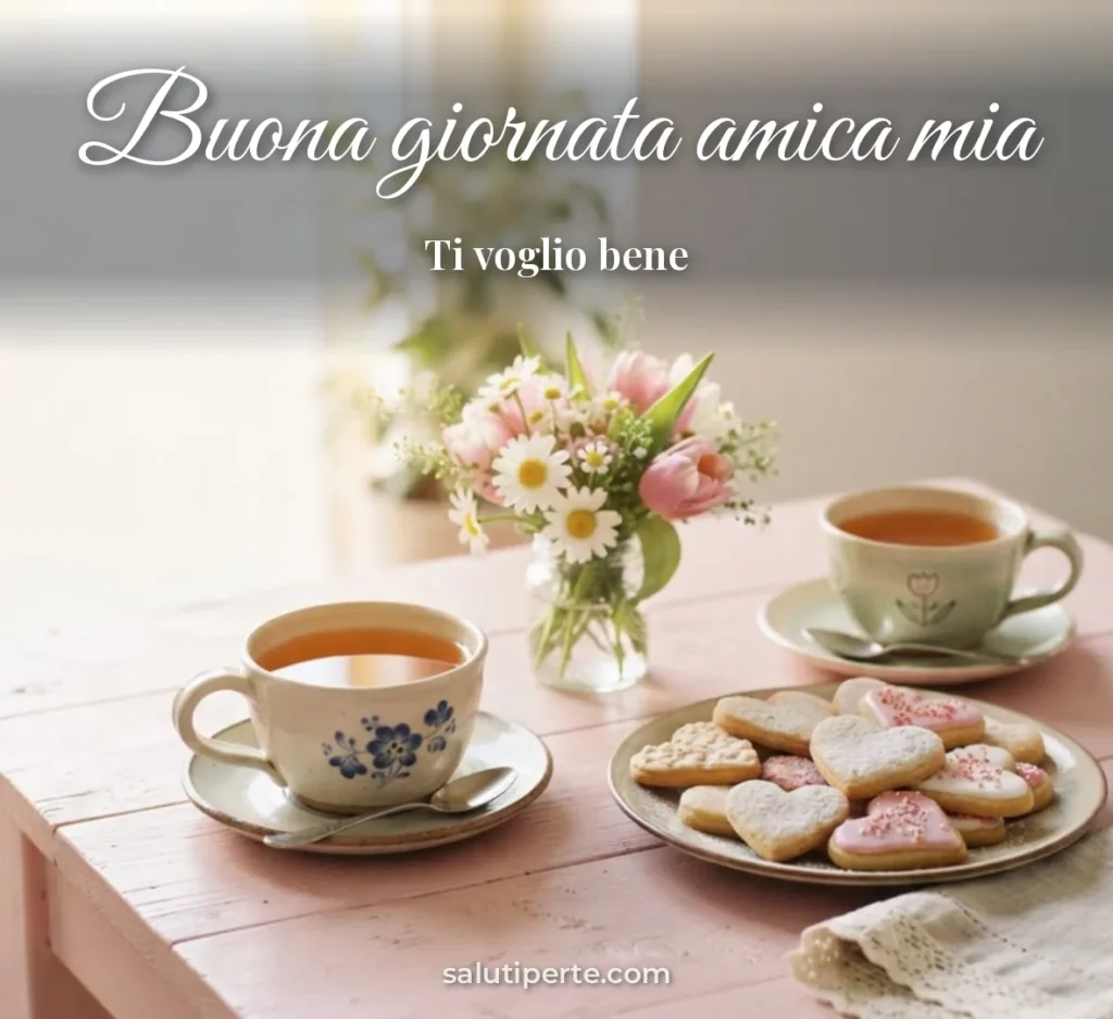 Due tazze e biscotti per amiche