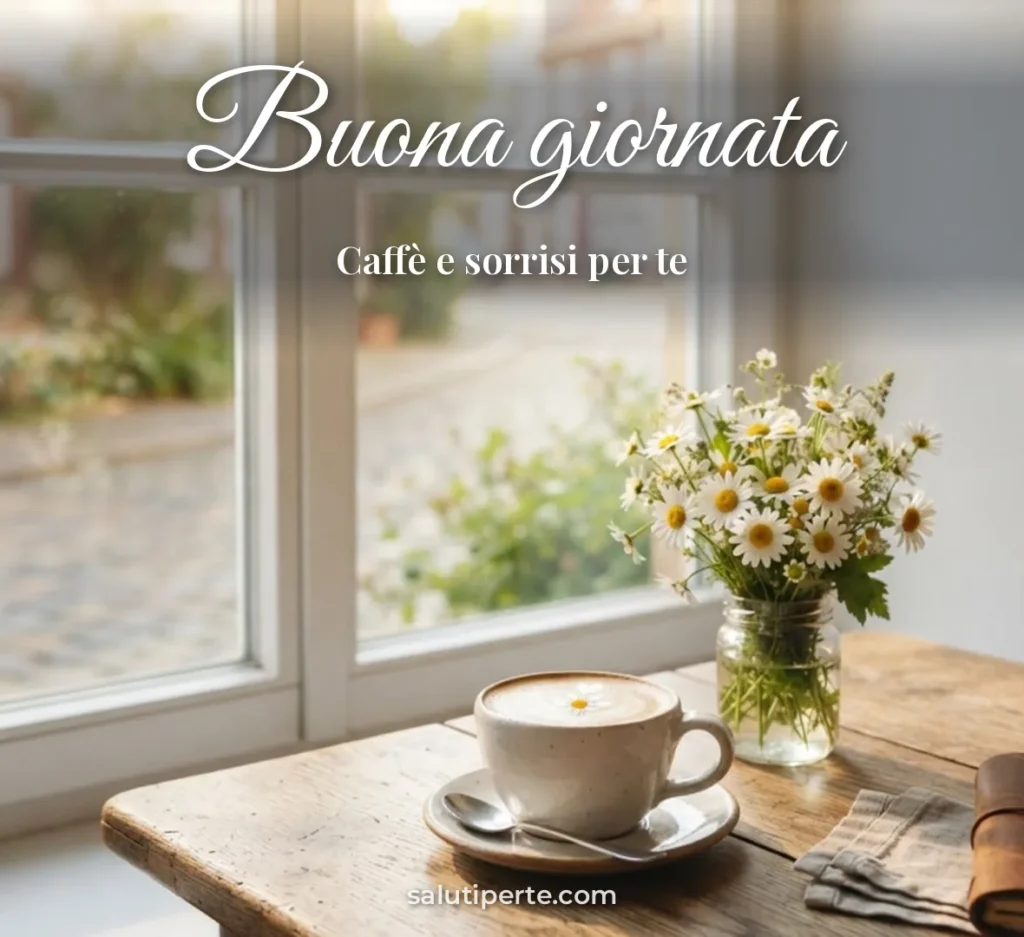 Tazza di caffè con fiori sul tavolo