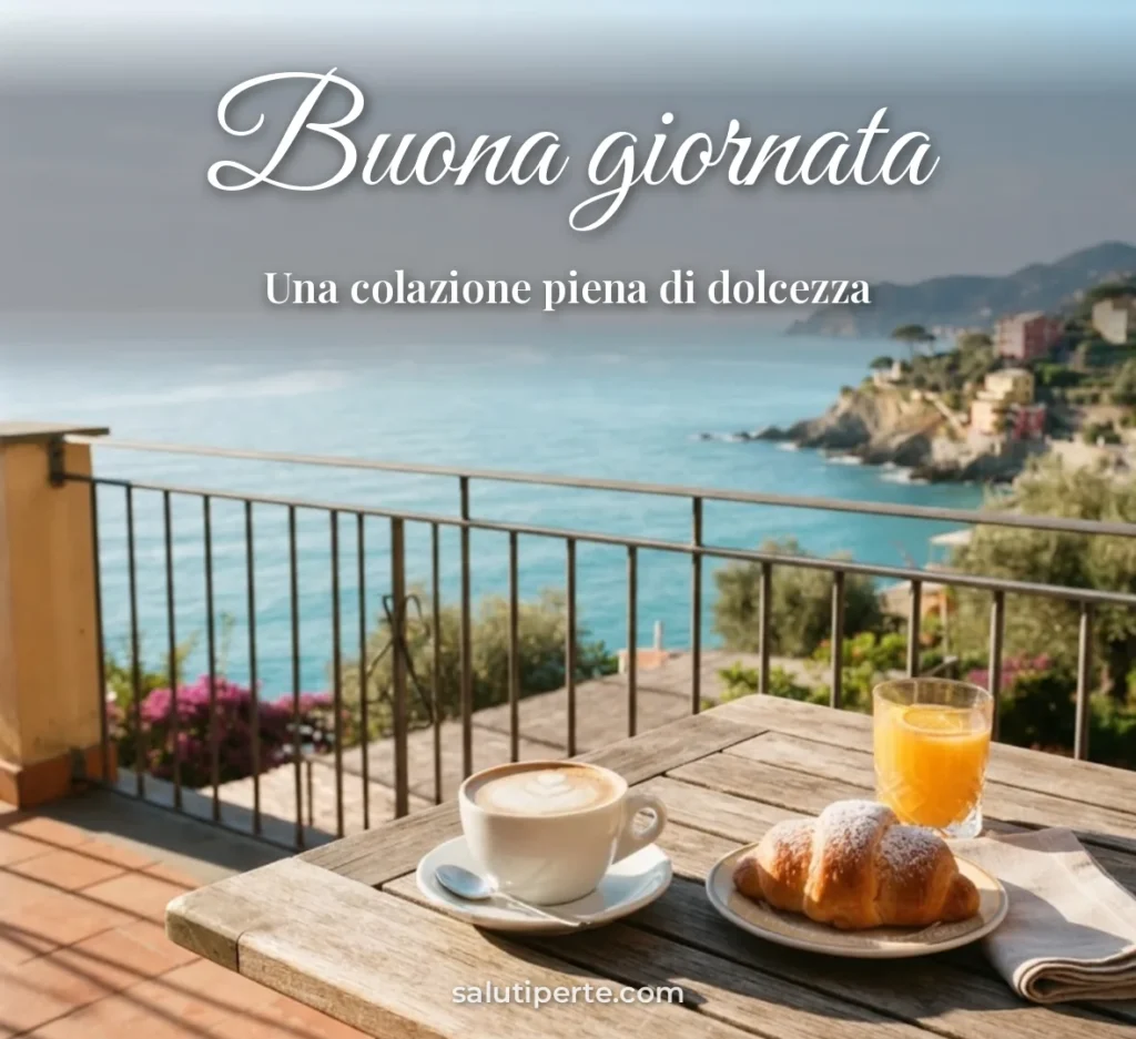 Colazione italiana con brioche e cappuccino
