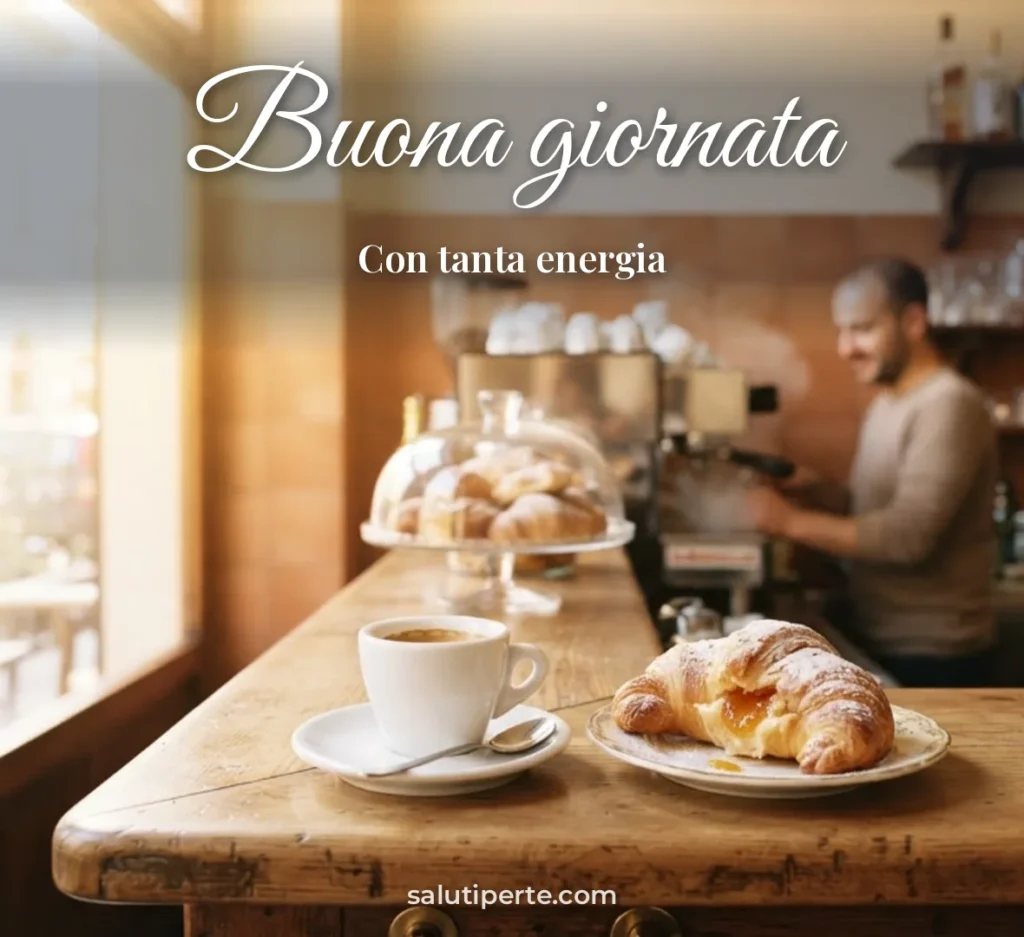 Espresso e cornetto al bar italiano