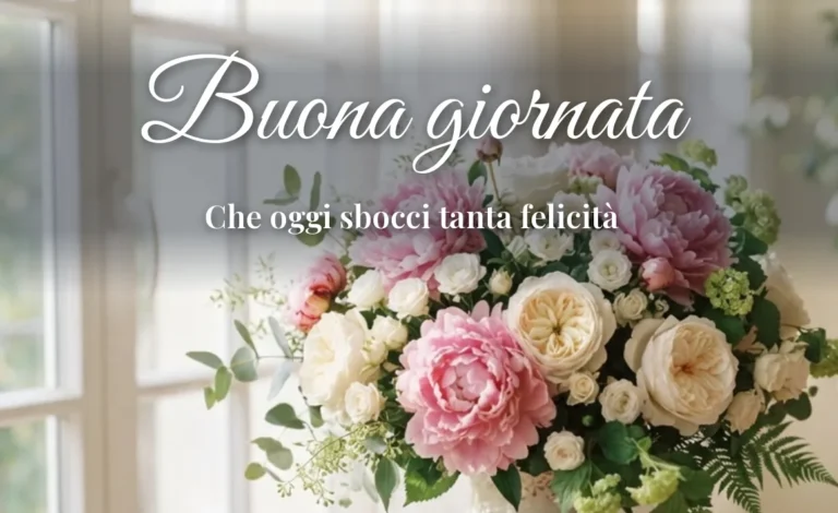 Mazzo di rose e peonie per augurare buona giornata
