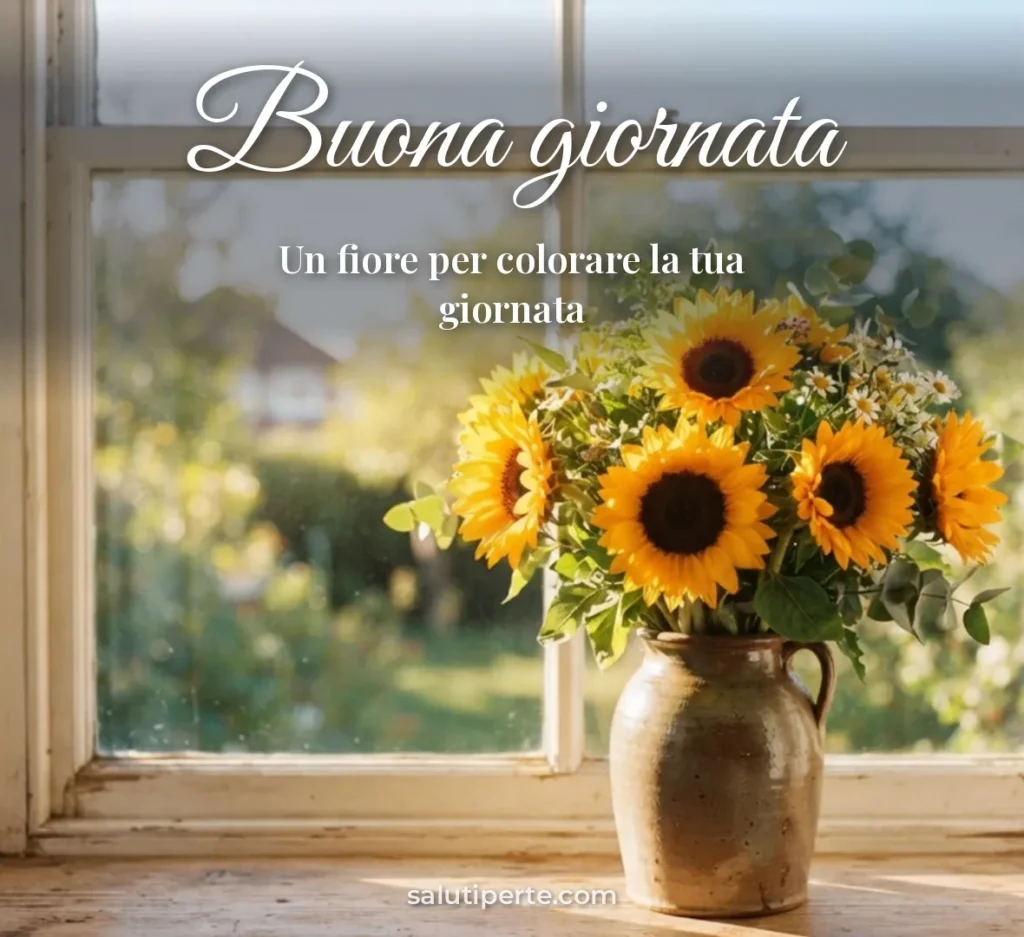 Girasoli in un vaso alla luce del sole