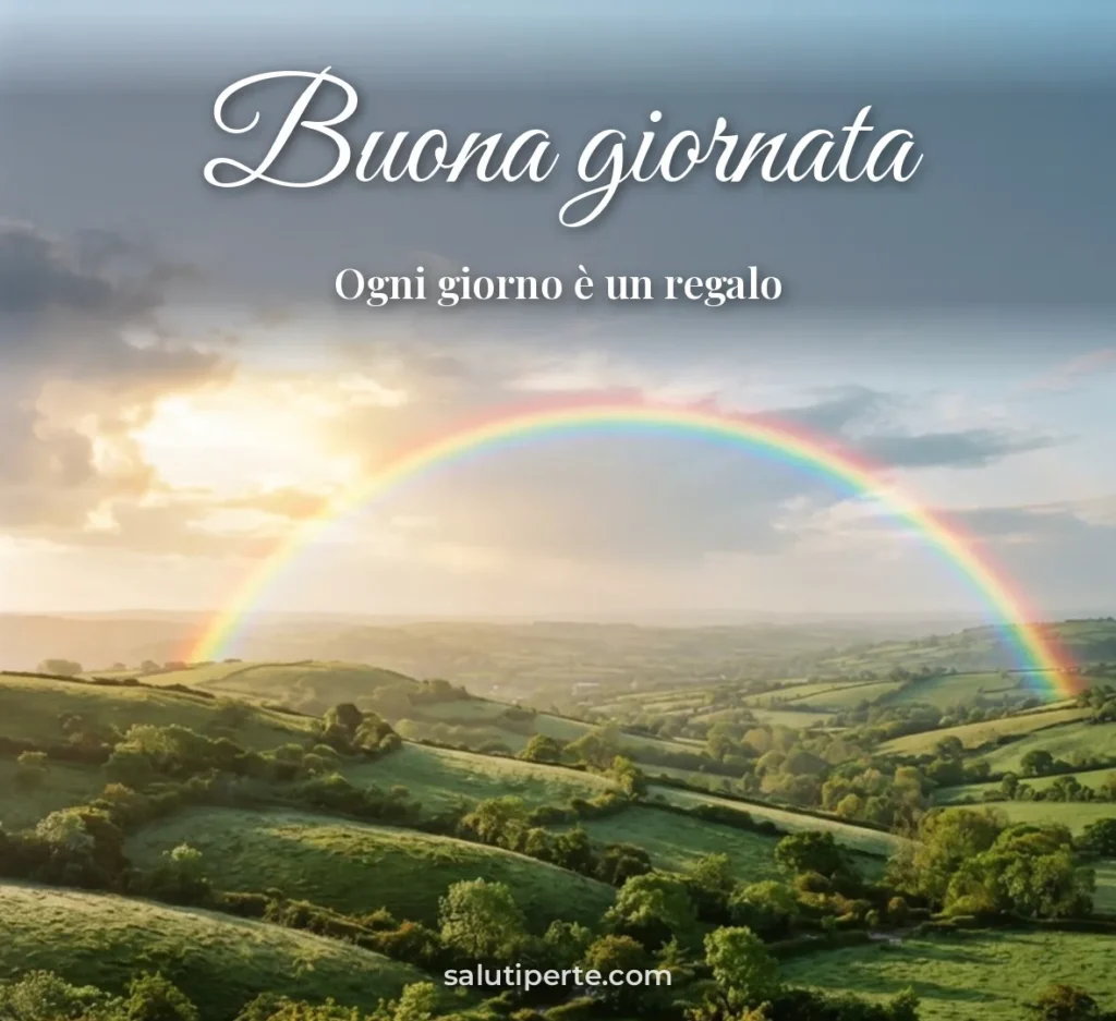 Arcobaleno sopra le colline verdi