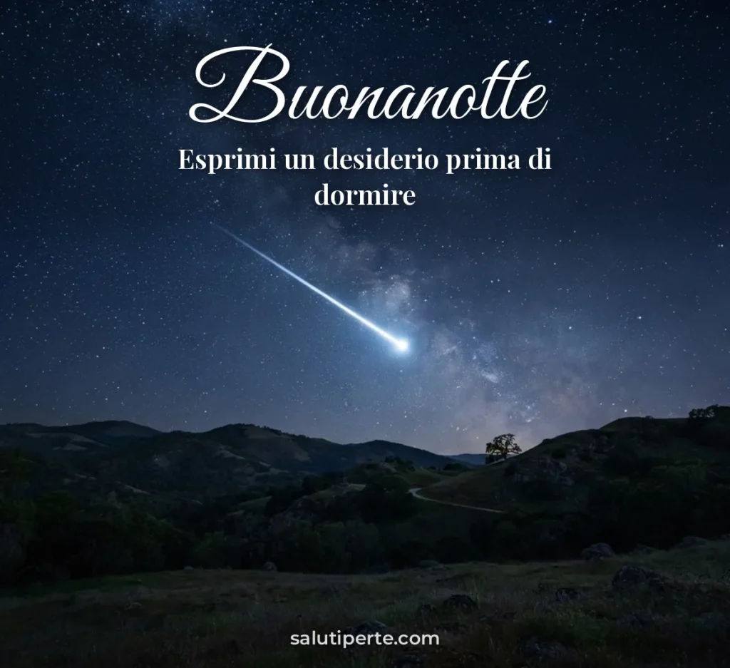 Stella cadente nel cielo notturno
