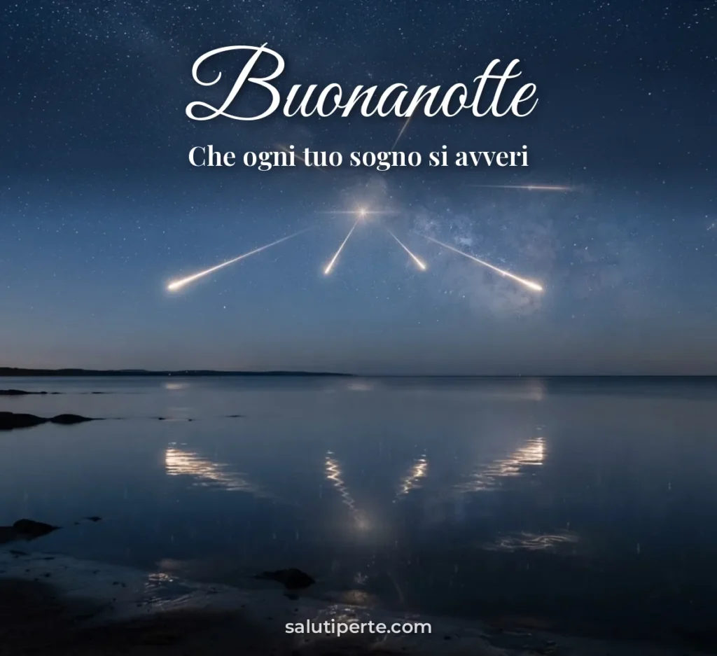 Pioggia di stelle cadenti sopra il mare