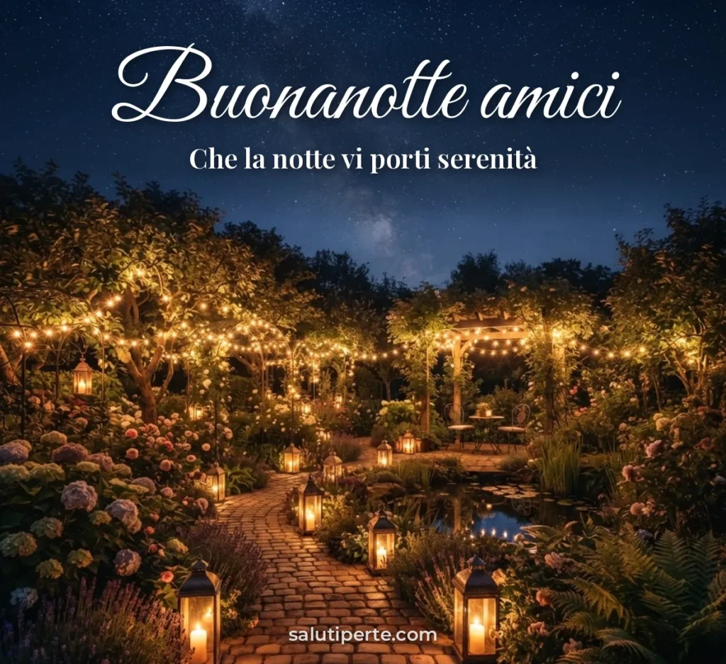 Lucine e stelle sopra un giardino