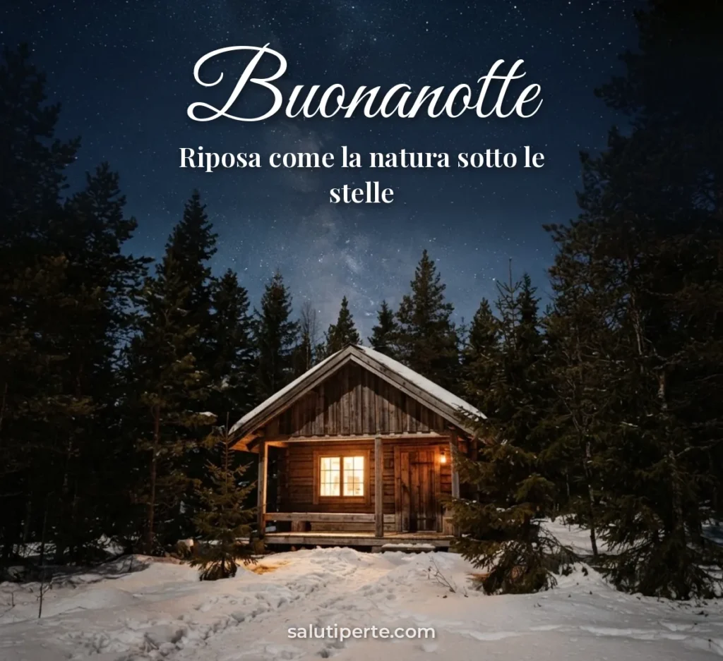 Baita nel bosco sotto le stelle