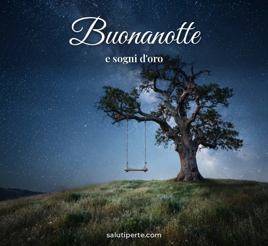 Altalena sotto un albero e cielo stellato