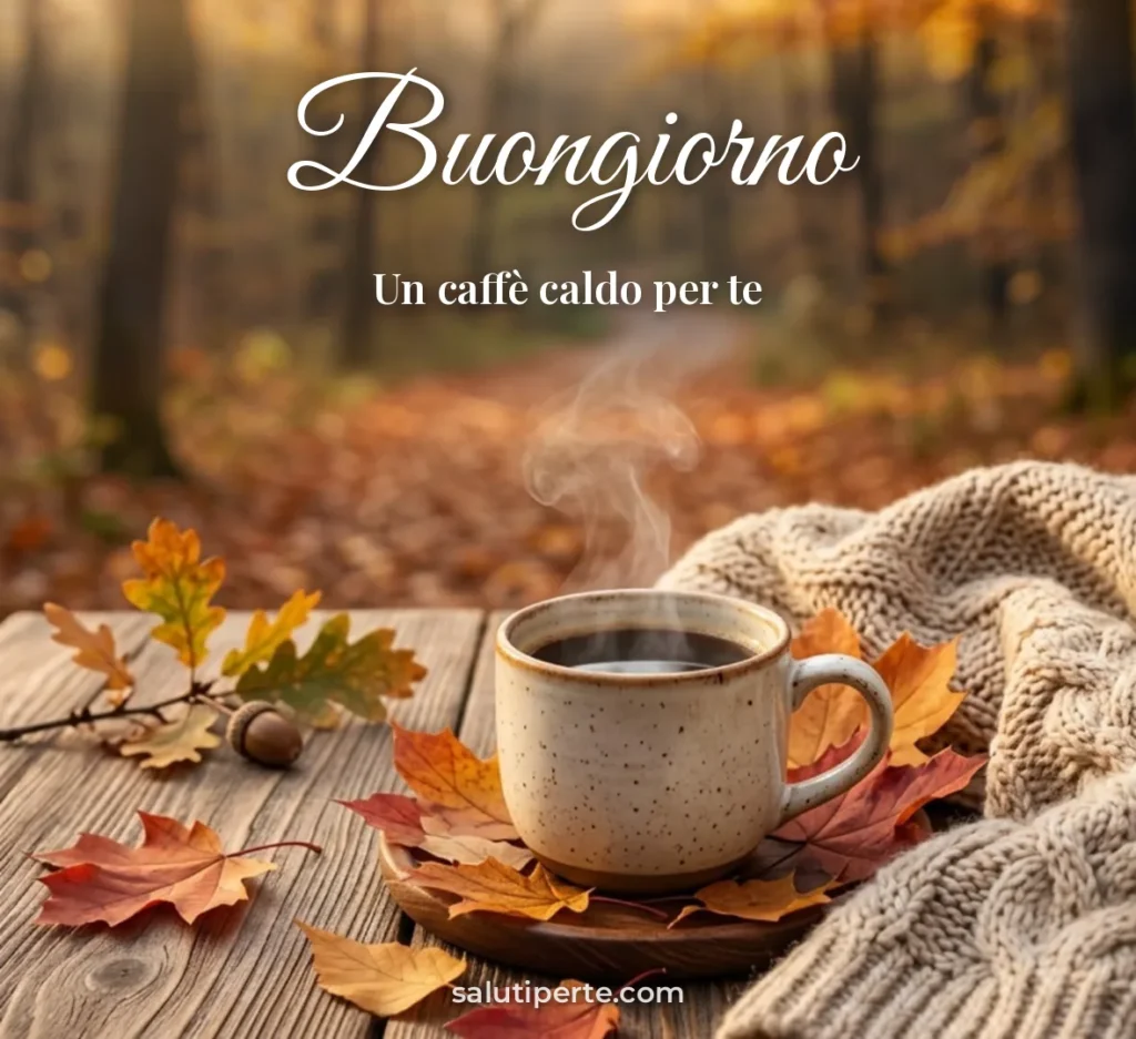 Tazza di caffè con foglie autunnali