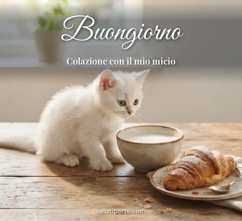 Gattino accanto a una tazza di latte