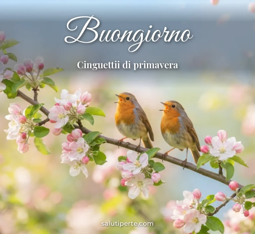 Uccellini su un ramo fiorito