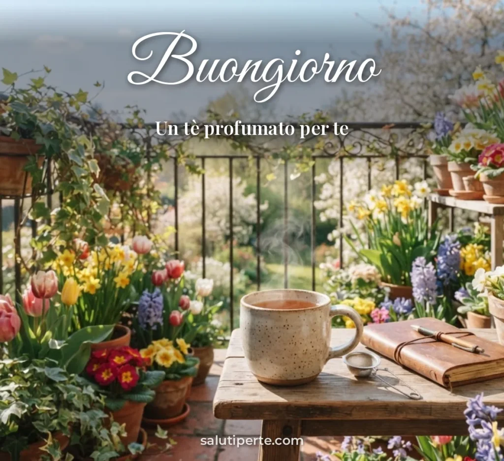 Tè e fiori sul balcone
