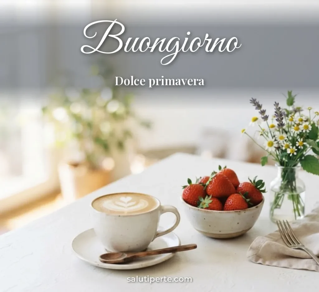 Cappuccino e fragole fresche