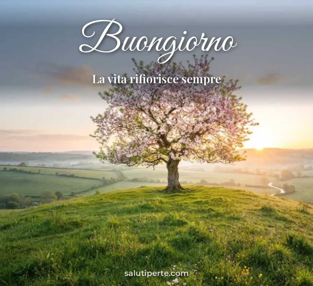 Albero in fiore sulla collina