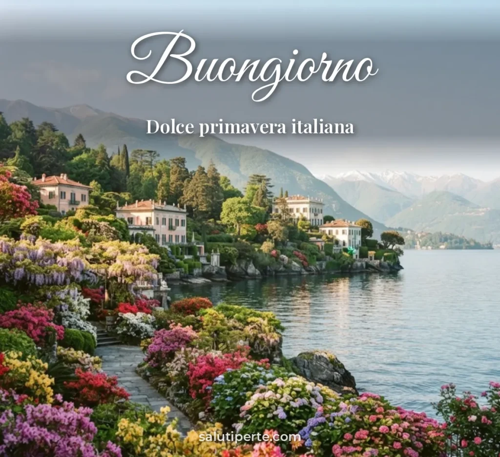 Lago di Como con fiori